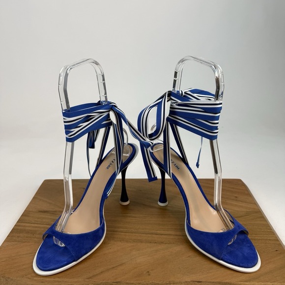 New NWOB Womens Betzabe Norma Suede Blue Open Toe Pumps Heels Size 39.5 - Picture 3 of 9